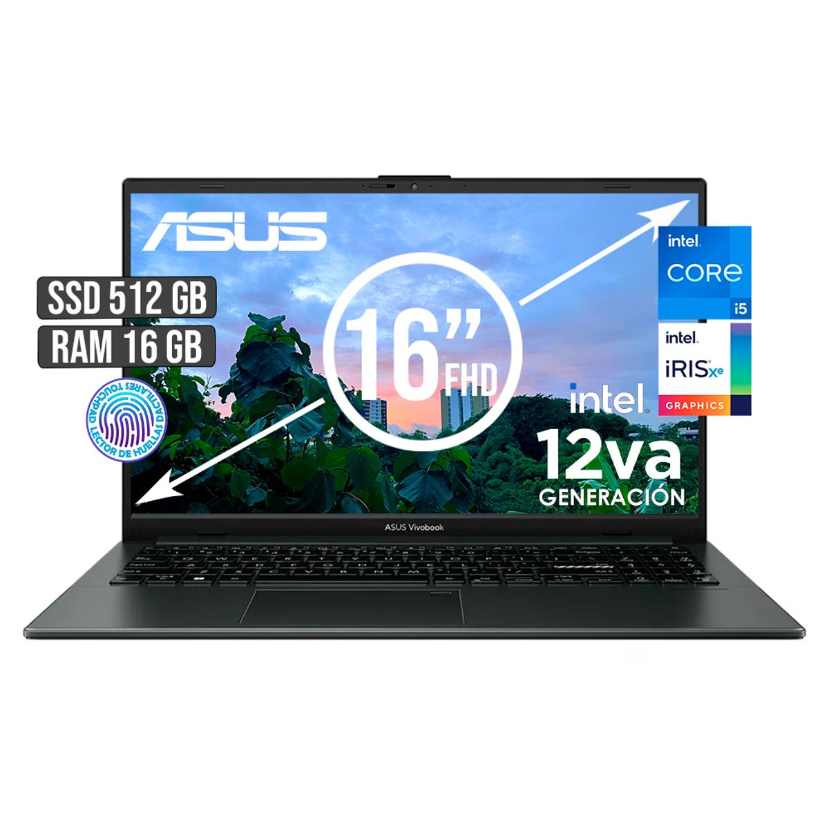 ASUS - PORTATIL ASUS INTEL CORE I5-12500H SSD 512GB RAM 16GB LED 15,6 FULL HD