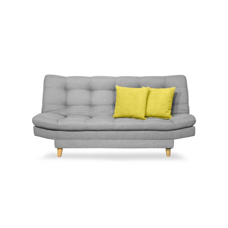 INDUSTRIAL BASESTILOS - Sofá Cama Moltochic Lino Gris Claro  cojines patas metálicas