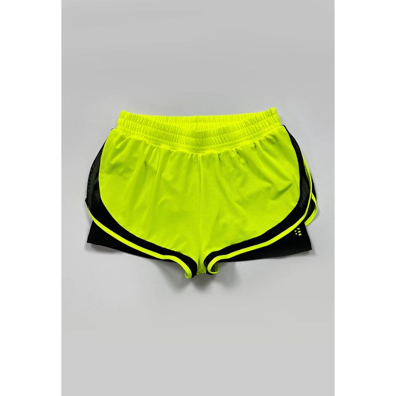 BELIFE - Short Deportivo Amarillo Neon Con Ciclista Interno Para Mujer Belife.-.
