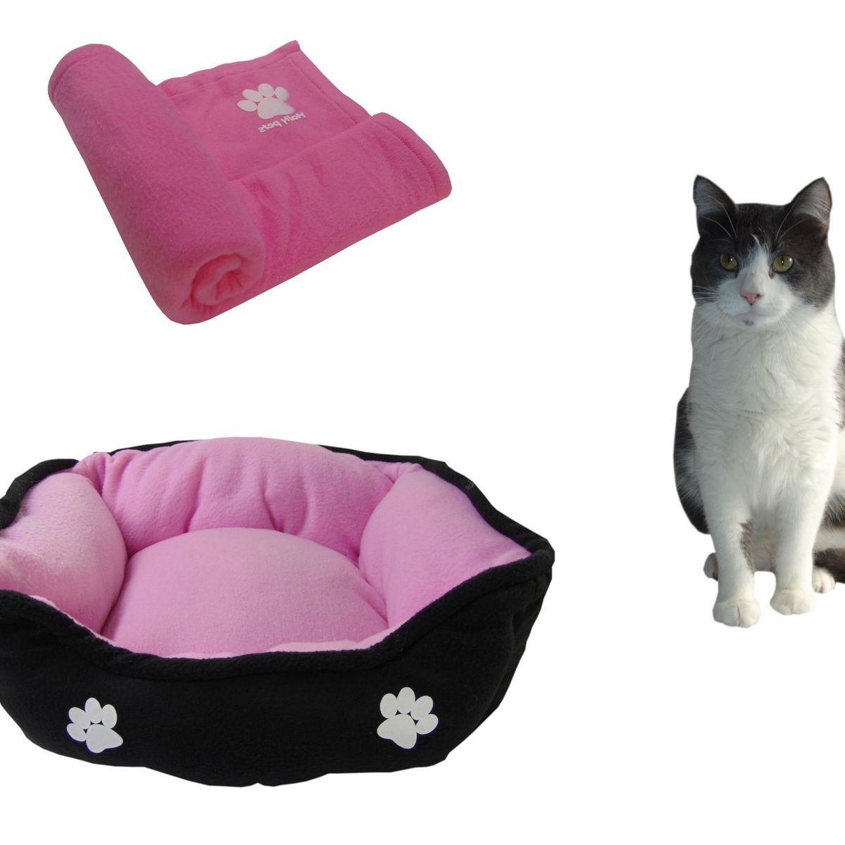 HALLY PET - Cama Mediana Doble Faz Para Mascota  Cobija Térmica Rosado.