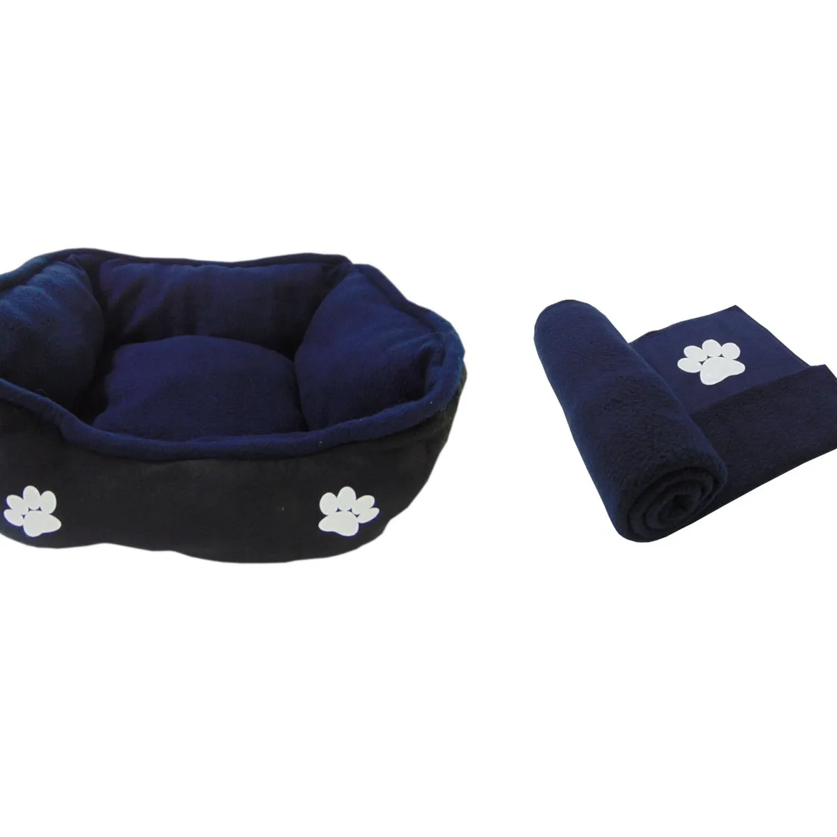 HALLY PET - Cama Mediana Doble Faz Para Mascota  Cobija Térmica Azul Oscuro.
