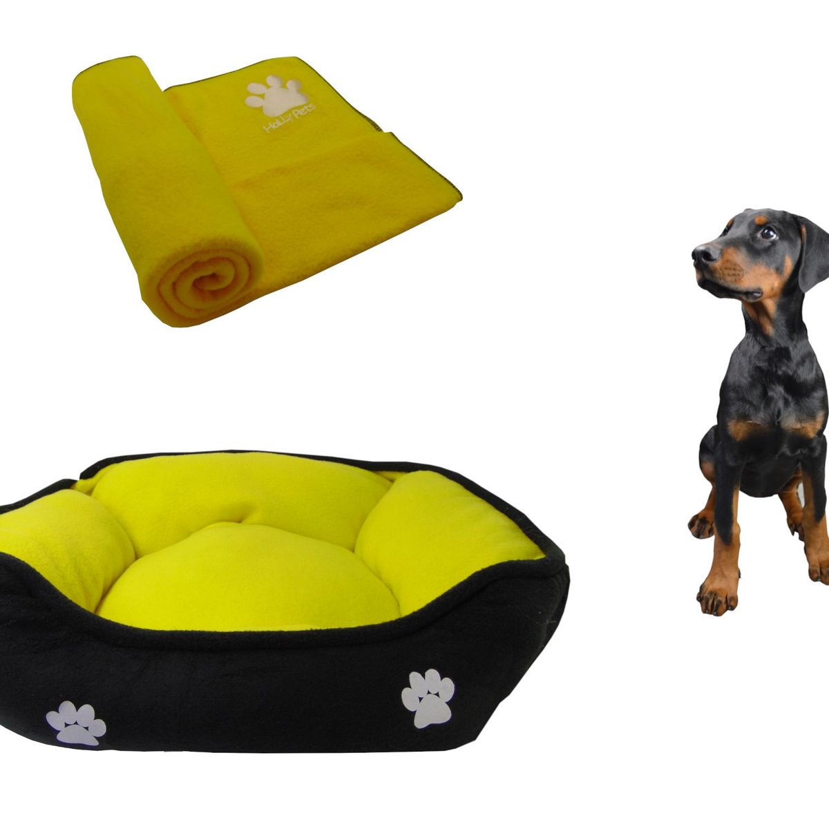 HALLY PET - Cama Mediana Doble Faz Para Mascota  Cobija Térmica Amarillo.