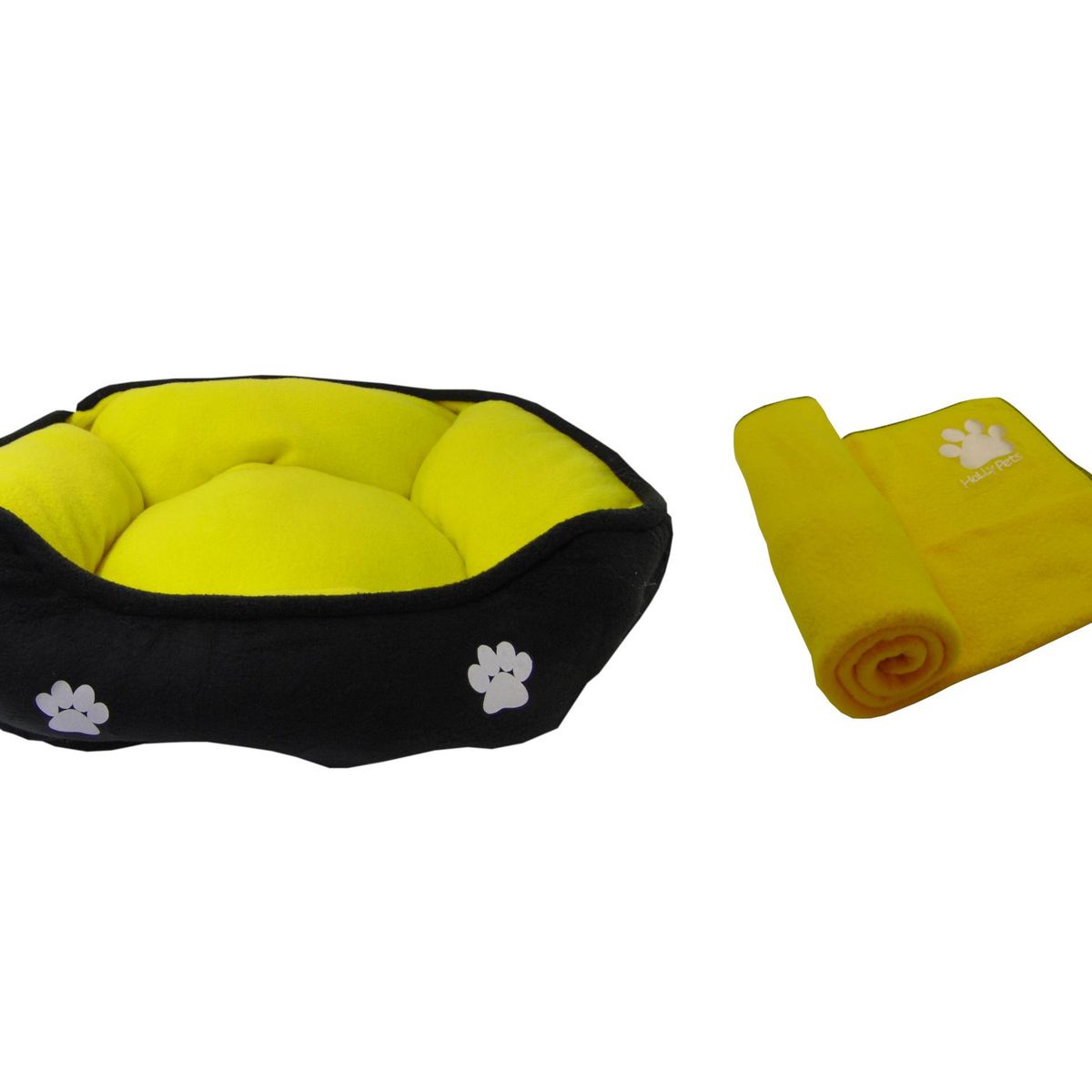 HALLY PET - Cama Mediana Doble Faz Para Mascota  Cobija Térmica Amarillo.