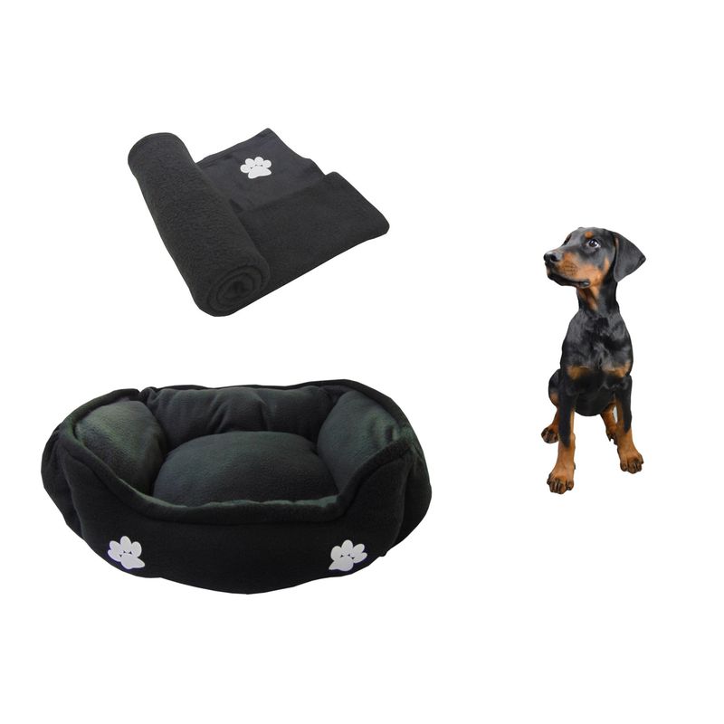 HALLY PET - Cama Mediana Doble Faz Para Mascota  Cobija Térmica Gris.
