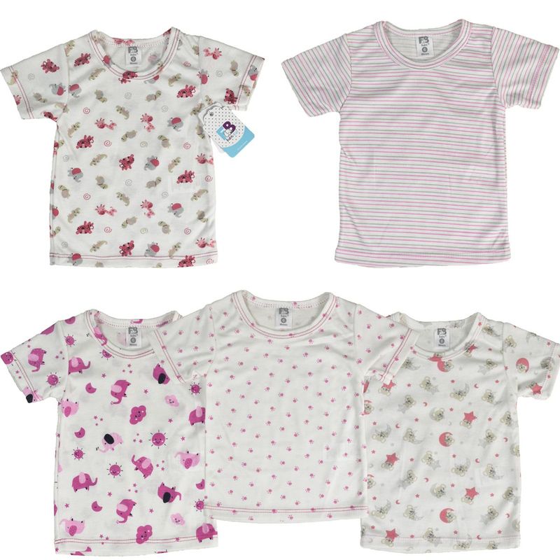 MUNDO BEBE - Camiseta Manga Corta Para Bebe niña  X5 Unid bebé..