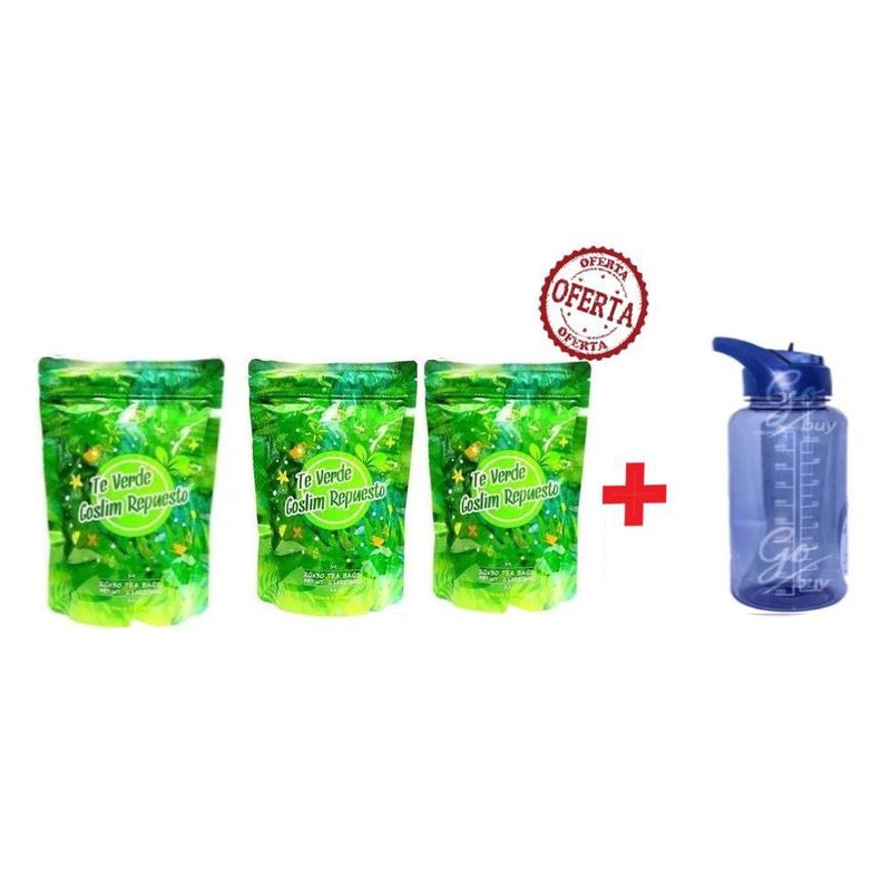LIU FENPING - Promoción Te Verde Goslim Repuesto X3 Botilito Motivacional 1L