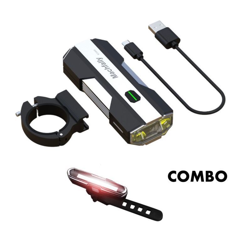 GENERICO - Combo Linterna Bicicleta Ciclismo Usb 1500 lum Recargable Fina