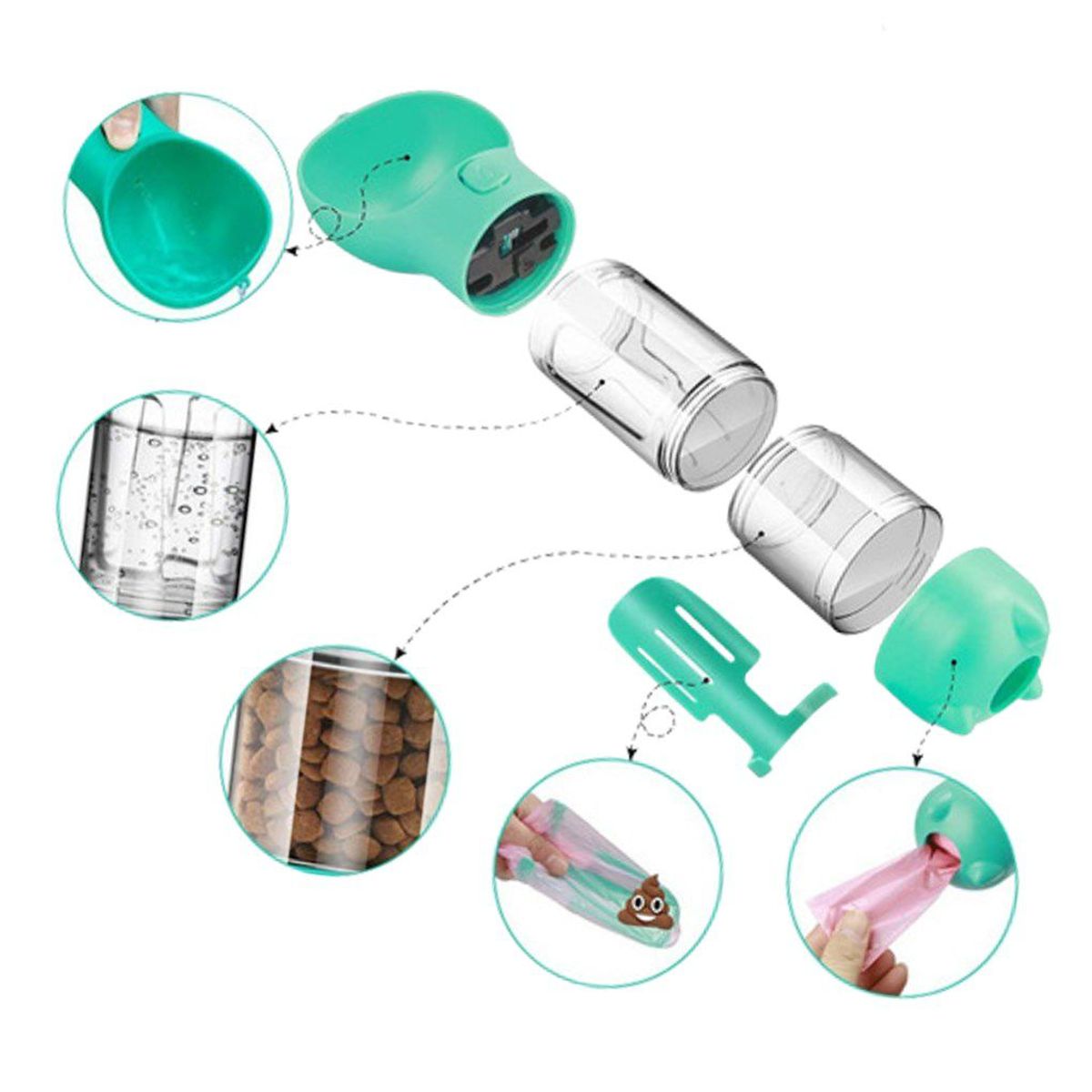 GENERICO - Botella Portatil 3 En 1 Multifuncional Para Perros Mascotas