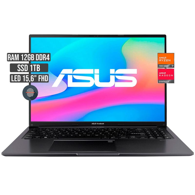 ASUS - PORTATIL ASUS AMD RYZEN 7-7730U SSD 1TB RAM 12GB LED 15,6 FHD