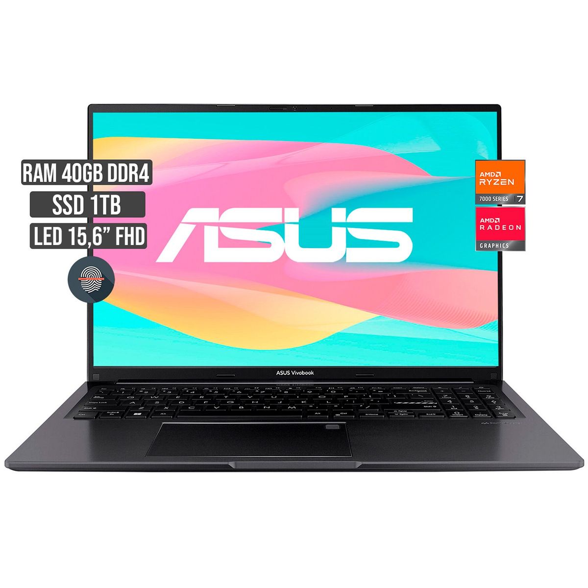 ASUS - PORTATIL ASUS AMD RYZEN 7-7730U SSD 1TB RAM 40GB LED 15,6 FHD