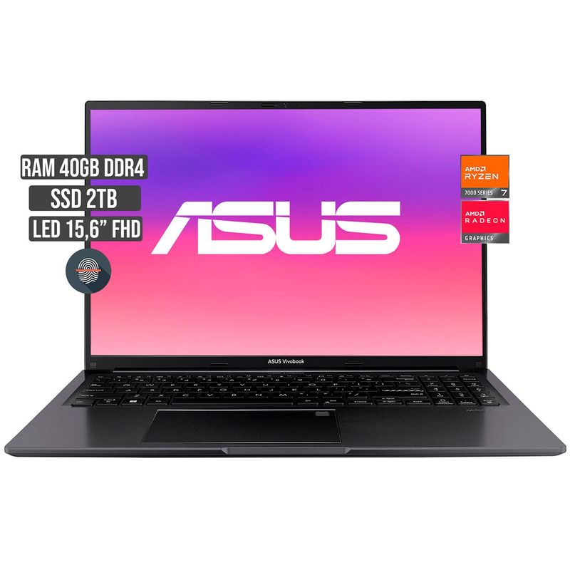 ASUS - PORTATIL ASUS AMD RYZEN 7-7730U SSD 2TB RAM 40GB LED 15,6 FHD