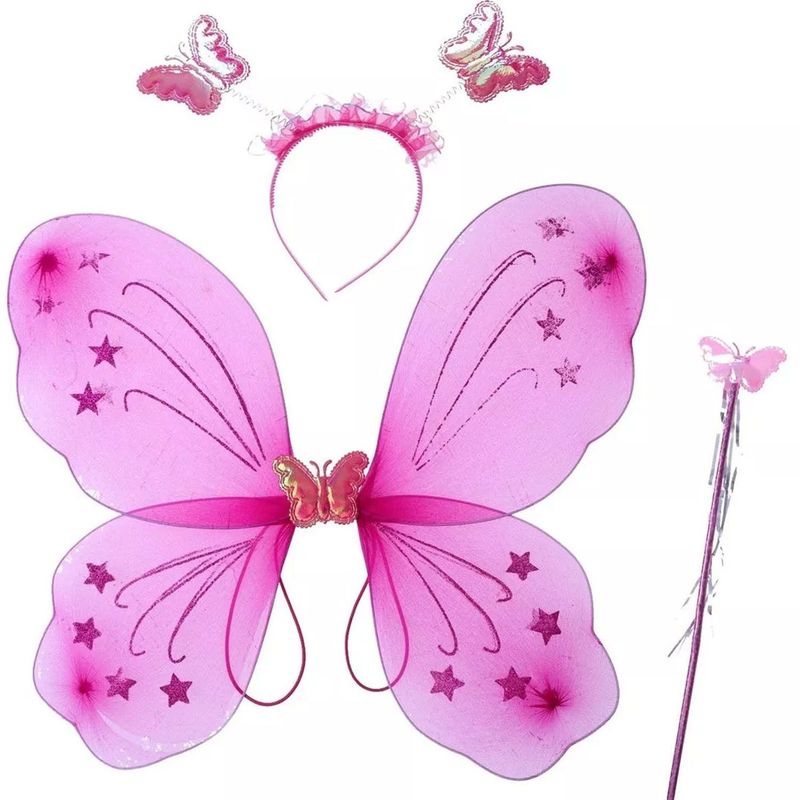 GENERICO - Set Mariposa Alas Varita Diadema Disfraz Halloween Fucsia