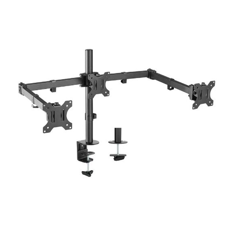 ERGONOMUS - Soporte brazo monitor ergonomus en acero para 3 pantallas color negro.