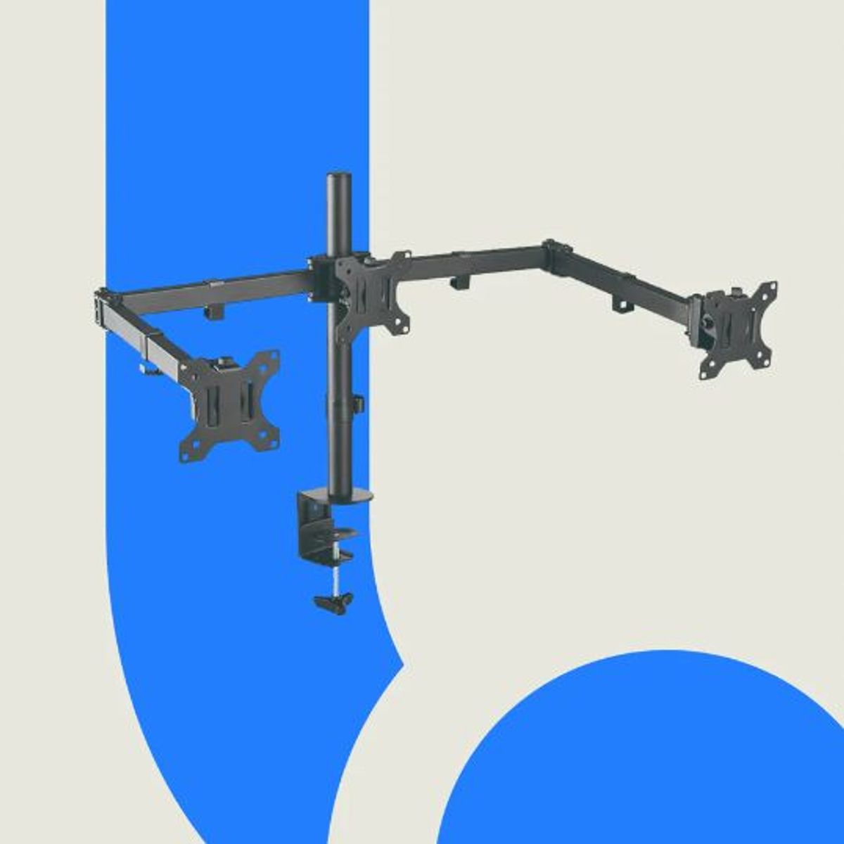 ERGONOMUS - Soporte brazo monitor ergonomus en acero para 3 pantallas color negro.