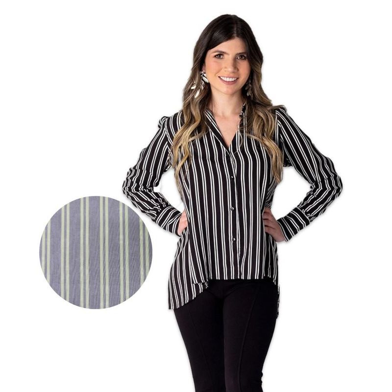FREYDA - Blusa Mujer Moda Rayas Verticales Camisera Color Lila Freyda