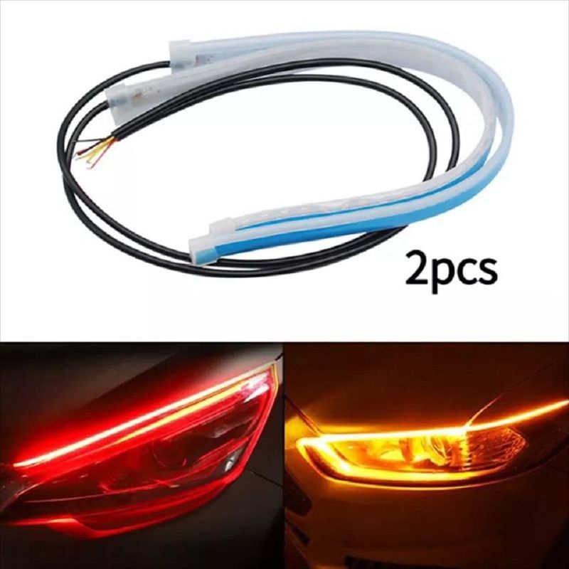 UNIVERSAL - Dos cintas  luz led rojo-naranja para farolas de carro 60cm