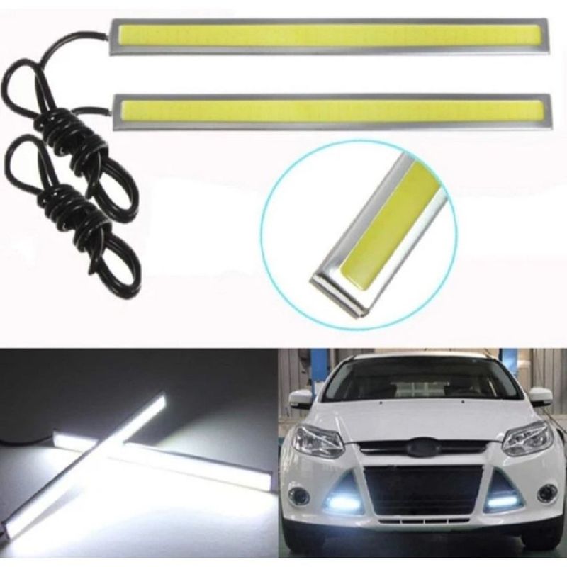 UNIVERSAL - 2 cintas tira luz led drl blanco 17cm farola carro/moto
