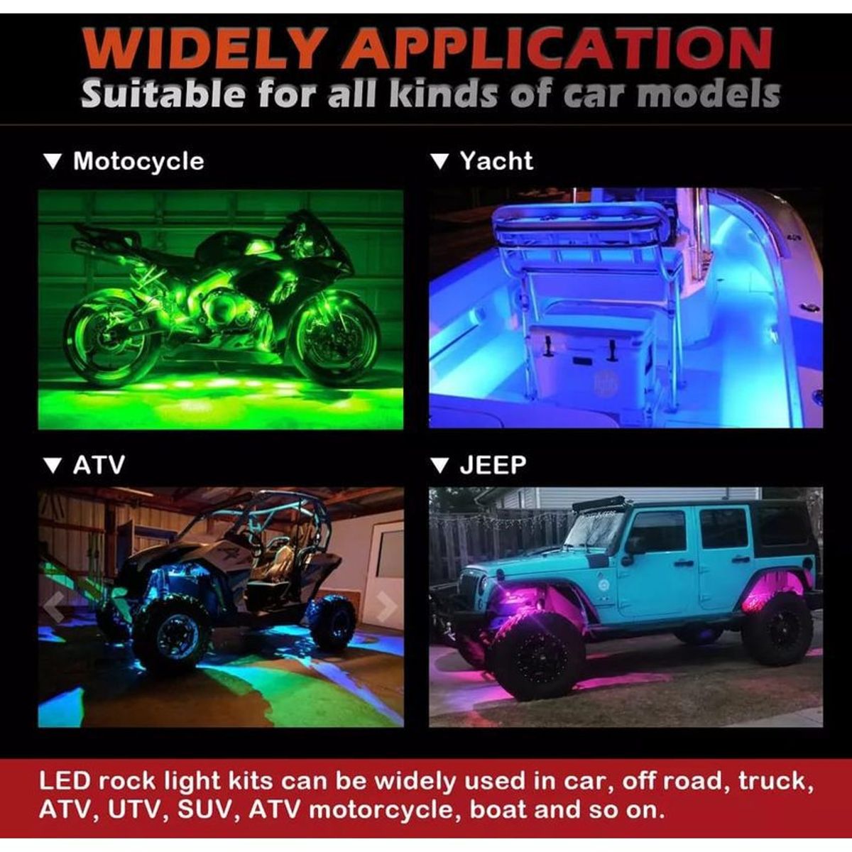 UNIVERSAL - Luces led rgb multicolor exterior de carro sensor de musica