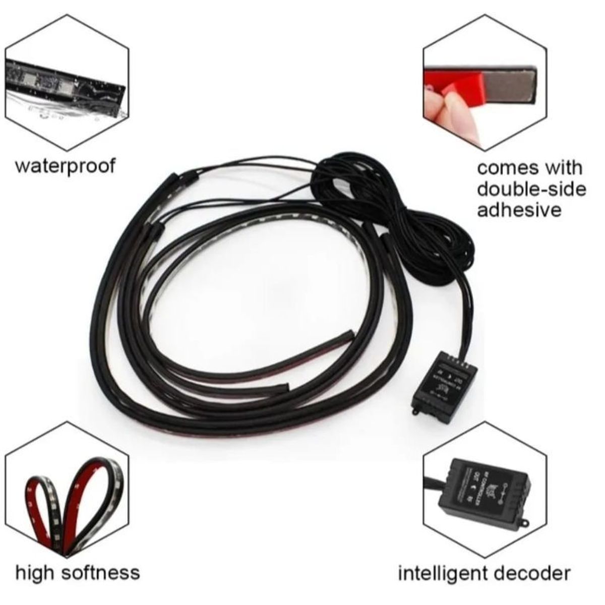 UNIVERSAL - Luces led rgb multicolor exterior de carro sensor de musica