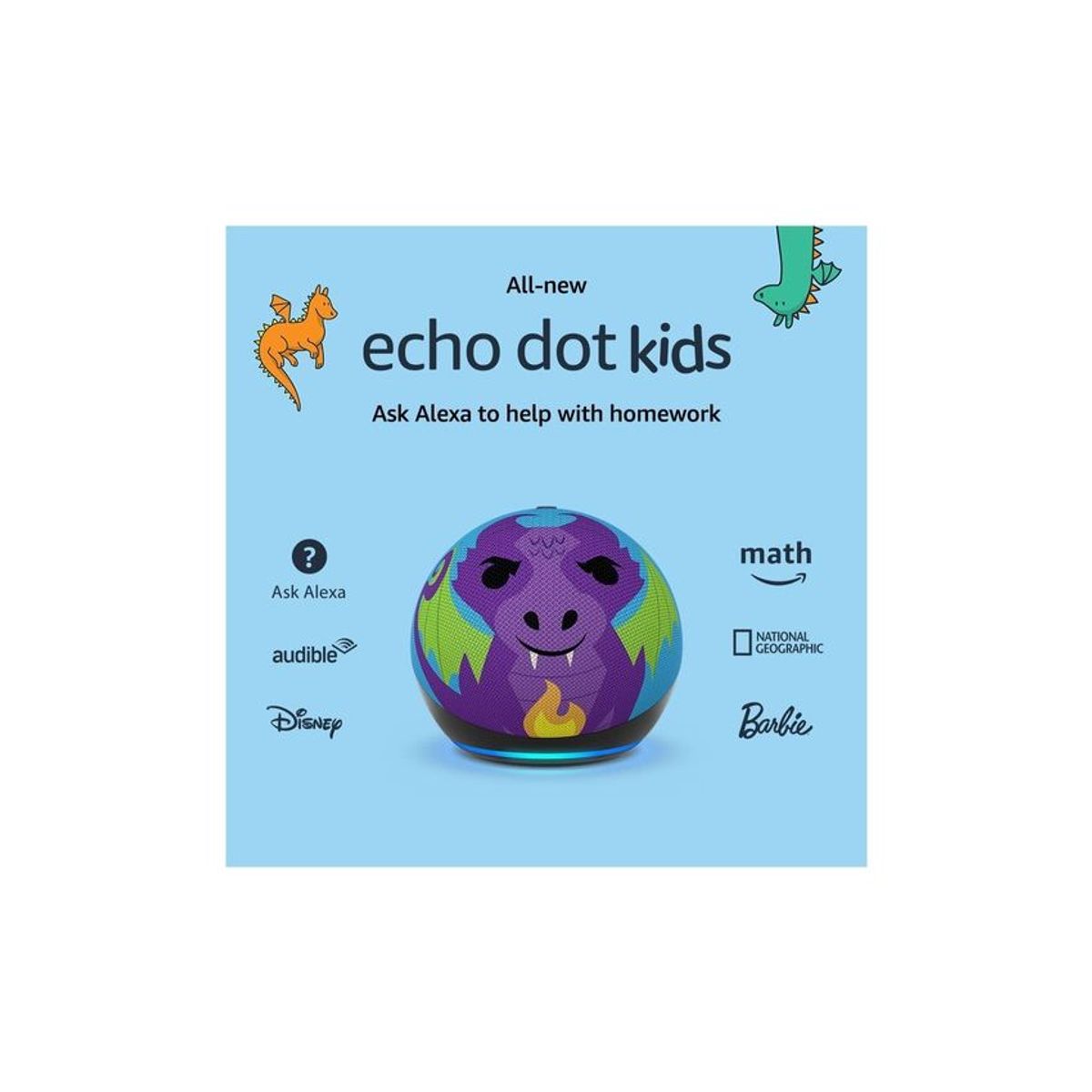 AMAZON - Amazon echo dot niños 5ta gen asistente virtual alexa dragon