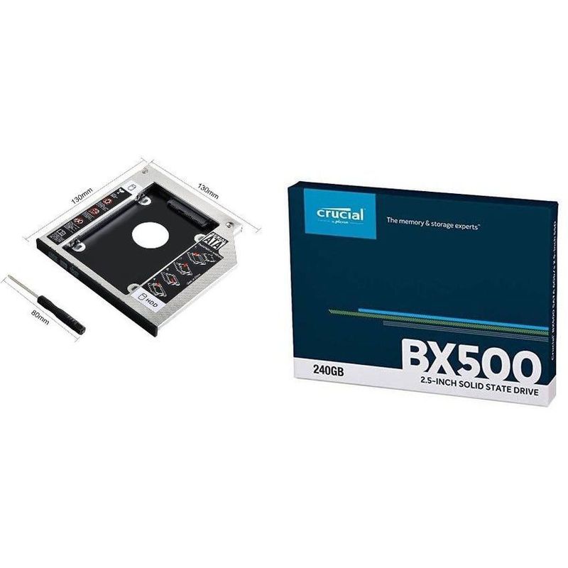CRUCIAL - Disco solido ssd crucial bx500 2.5 240gb negro + caddy