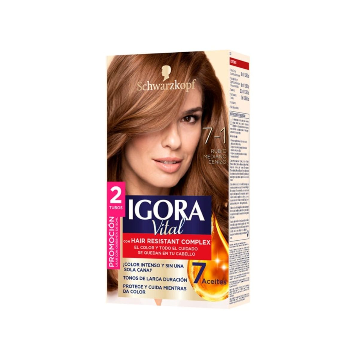 IGORA - Tinte Igora Vital Permanente 7-1 Rubio Mediano Cenizo Dt