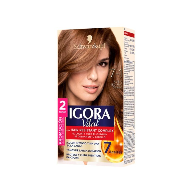 IGORA - Tinte Igora Vital Permanente 7-1 Rubio Mediano Cenizo Dt