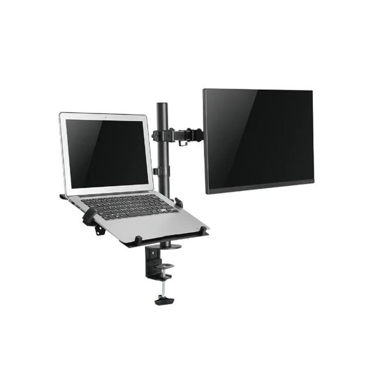 ERGONOMUS - Soporte Brazo Doble Para Portátil Y Monitor En Acero-