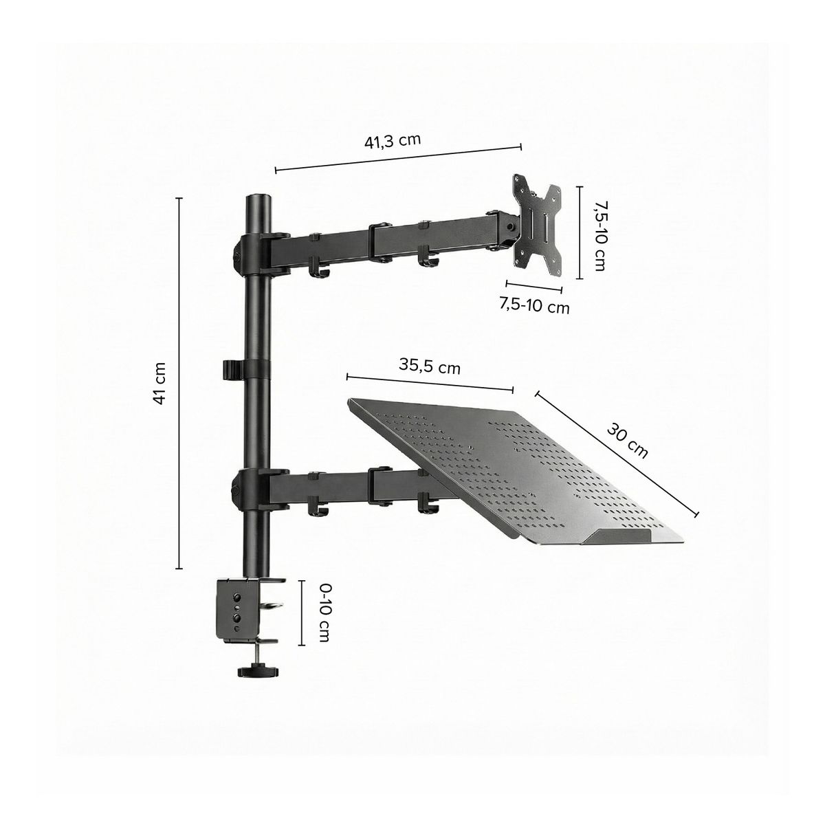 ERGONOMUS - Soporte Brazo Doble Para Portátil Y Monitor En Acero-