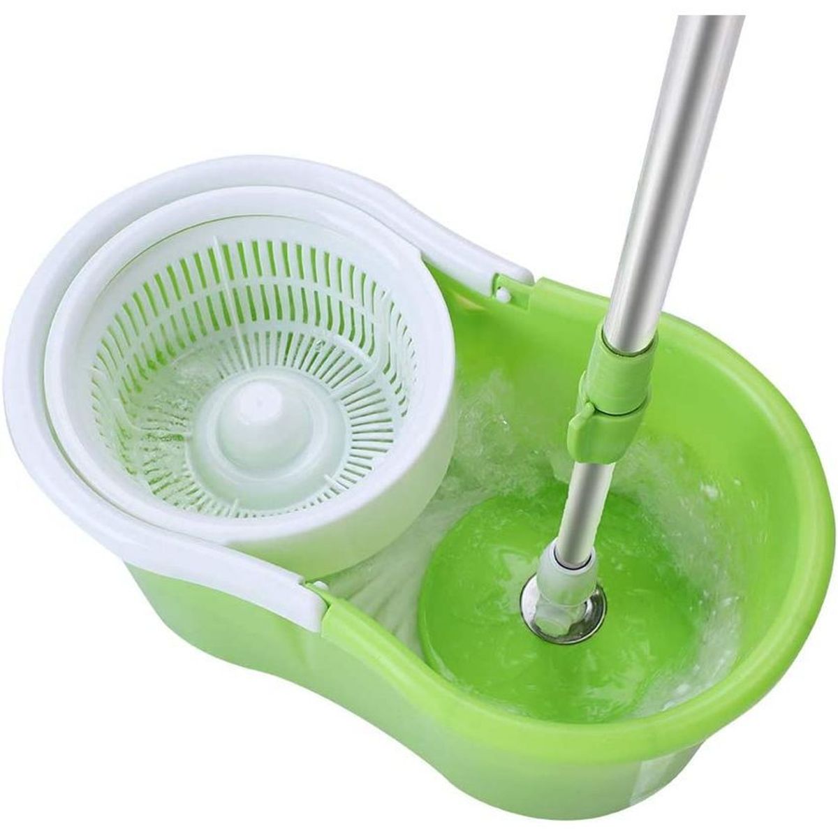GENERICO - Trapeador giratorio 360 con cubo y cabezas de mopa dobles aseo
