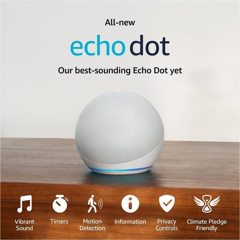 AMAZON - Amazon echo dot 5th gen con asistente virtual alexa glacier white