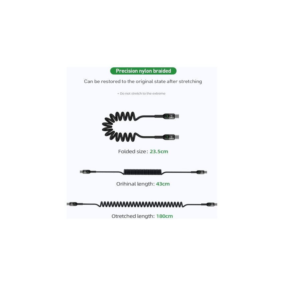 MCDODO - Cable espiral mcdodo usb-c a lightning carga rápida y datos para iphone