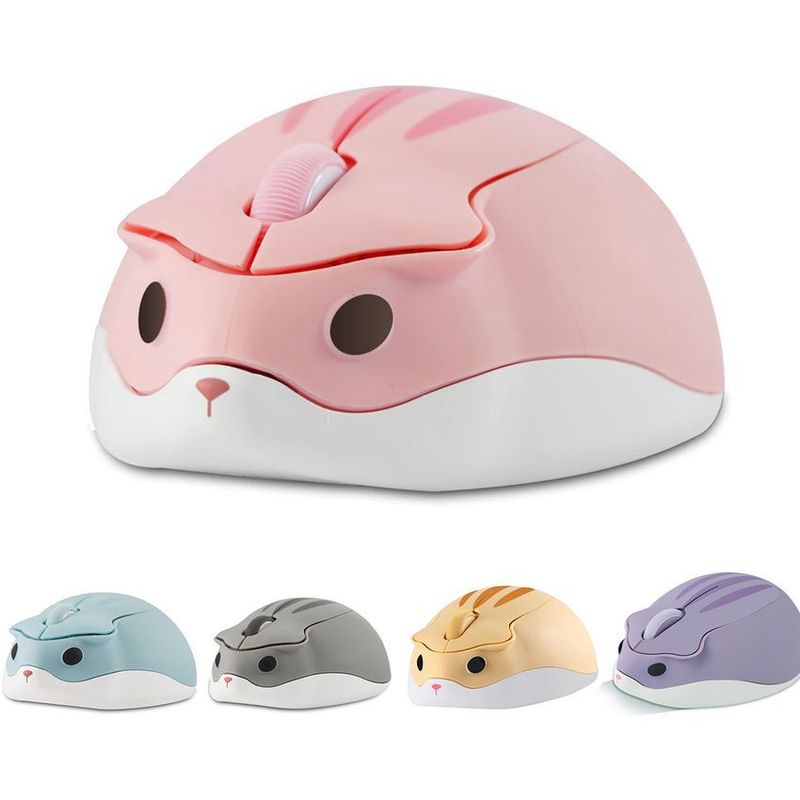 GENERICO - Mouse inalámbrico diseño tierno hámster animado kawaii lindo