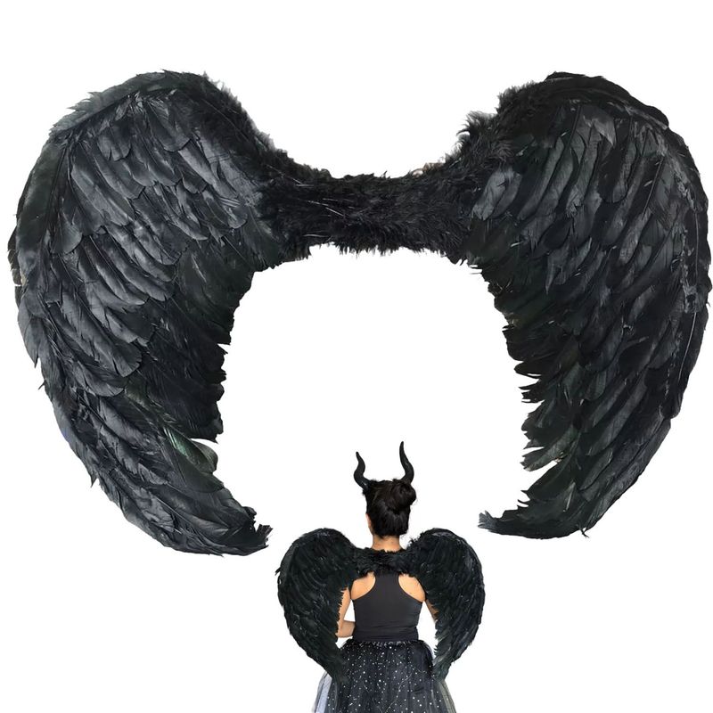 GENERICO - Alas Grandes Con Plumas Realistas Adultos Angel NEGRO
