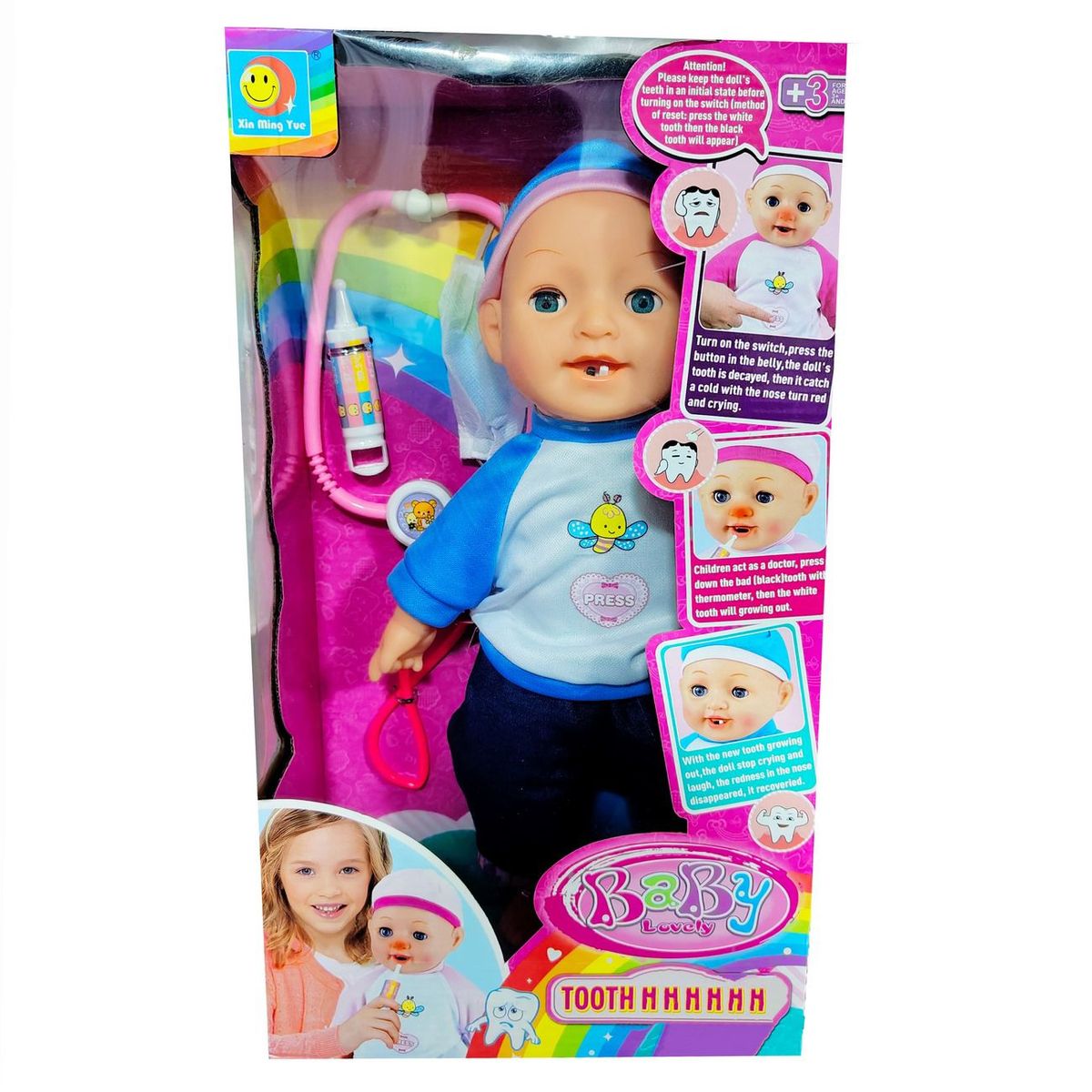 DAYOSHOP - Muñeco Bebe Mi Primer Diente Juguete Interativo Sonido Luces