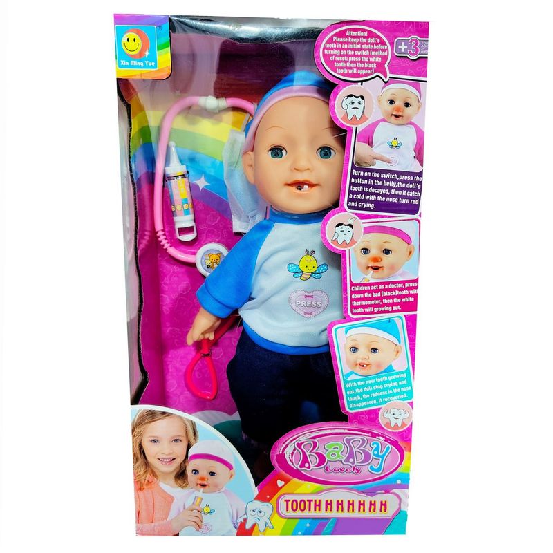DAYOSHOP - Muñeco Bebe Mi Primer Diente Juguete Interativo Sonido Luces