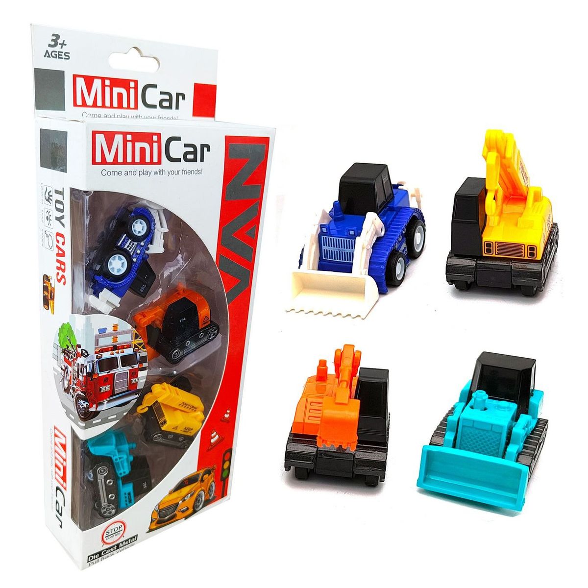 DAYOSHOP - Carros De Cuerda Mini Juguete Set X4 Construcción Grua Niño