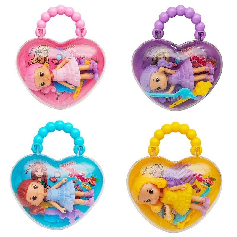 DAYOSHOP - Muñeca Princesas Juguete Niña Colecciòn Bolso + Pegatina X 4.