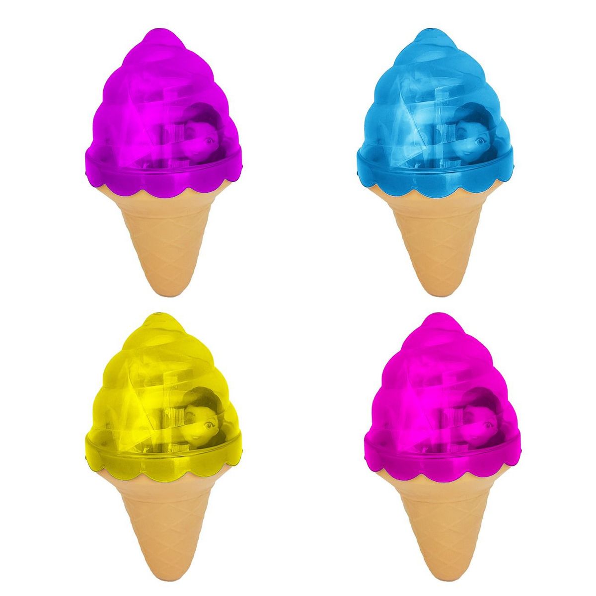 DAYOSHOP - Muñeca Princesas Juguete Niña Colecciòn Cono + Pegatina X 4