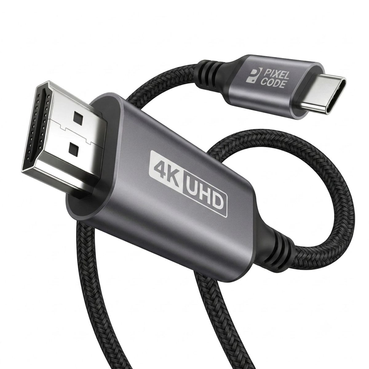 PIXEL CODE - Cable USB C a HDMI 4K 60Hz 2M 2K 144Hz Pixel Code Trenzado para Macbook Laptop Thunderbolt TV
