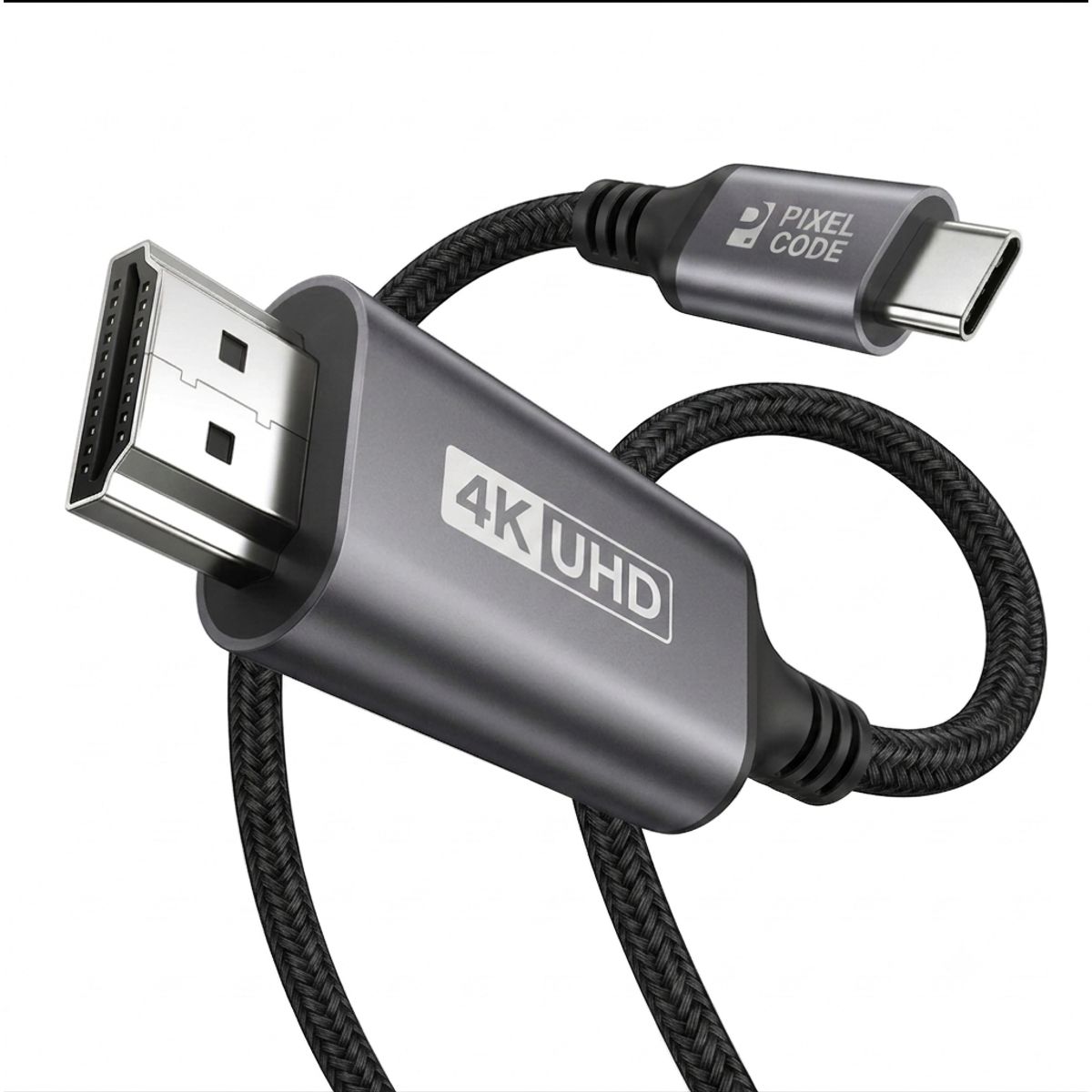 PIXEL CODE - Cable USB C a HDMI 4K 60Hz 2M 2K 144Hz Pixel Code Trenzado para Macbook Laptop Thunderbolt TV