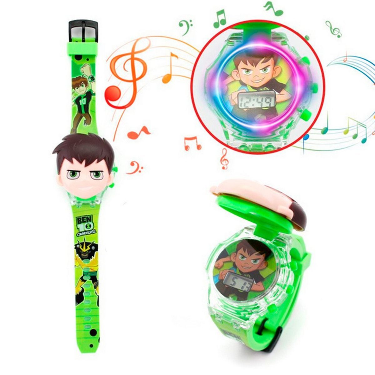 DAYOSHOP - Reloj Niños Digital Luces Sonido Tapa Ben 10 Tennyson