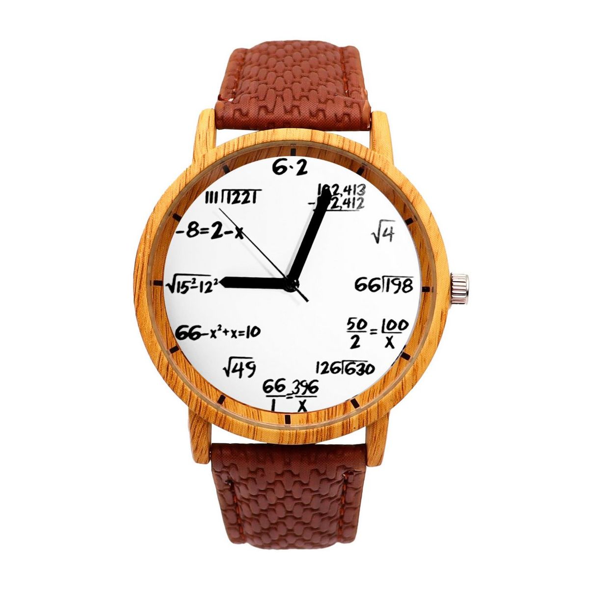 DAYOSHOP - Reloj Matematico Formula Blanco Tono Madera  Estuche