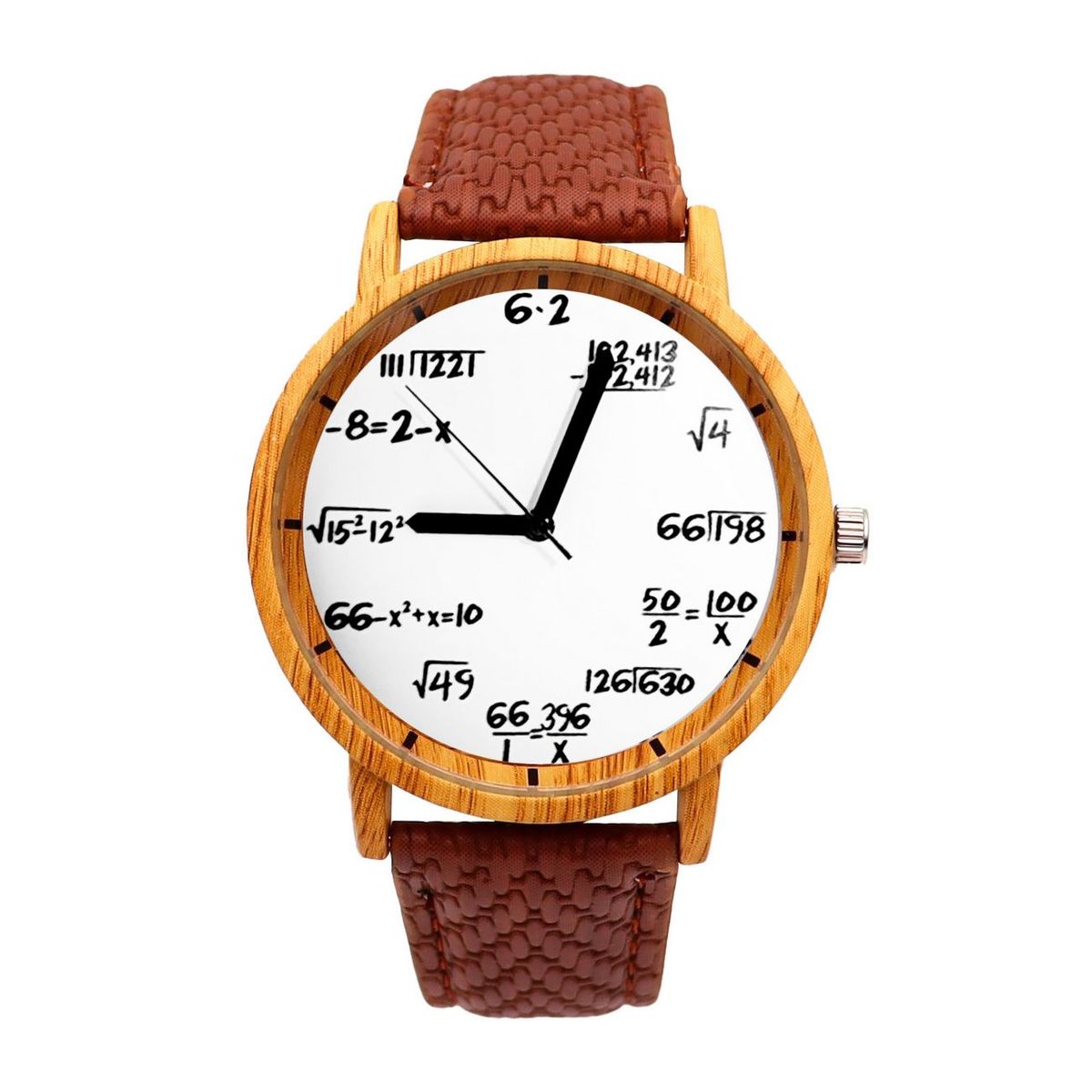 DAYOSHOP - Reloj Matematico Formula Blanco Tono Madera  Estuche