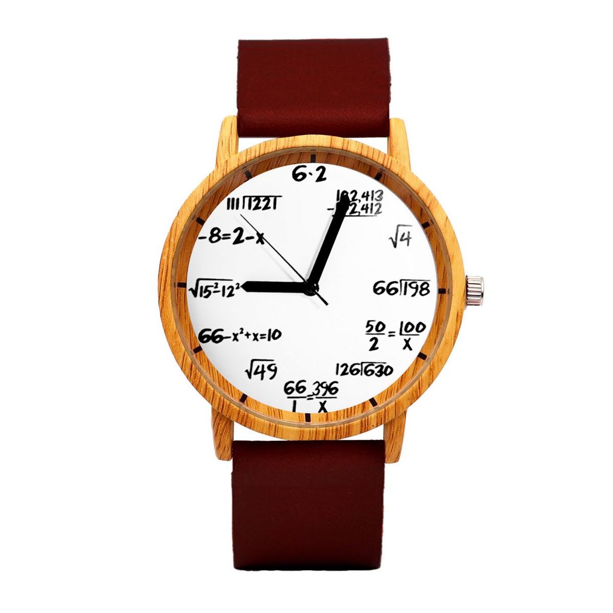 DAYOSHOP - Reloj Matematico Formula Blanco Tono Madera  Estuche