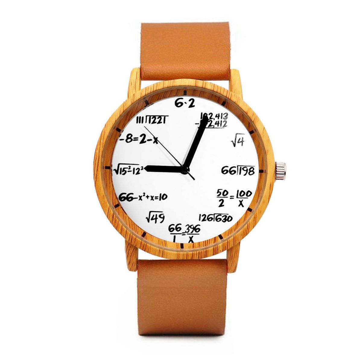 DAYOSHOP - Reloj Matematico Formula Blanco Tono Madera  Estuche