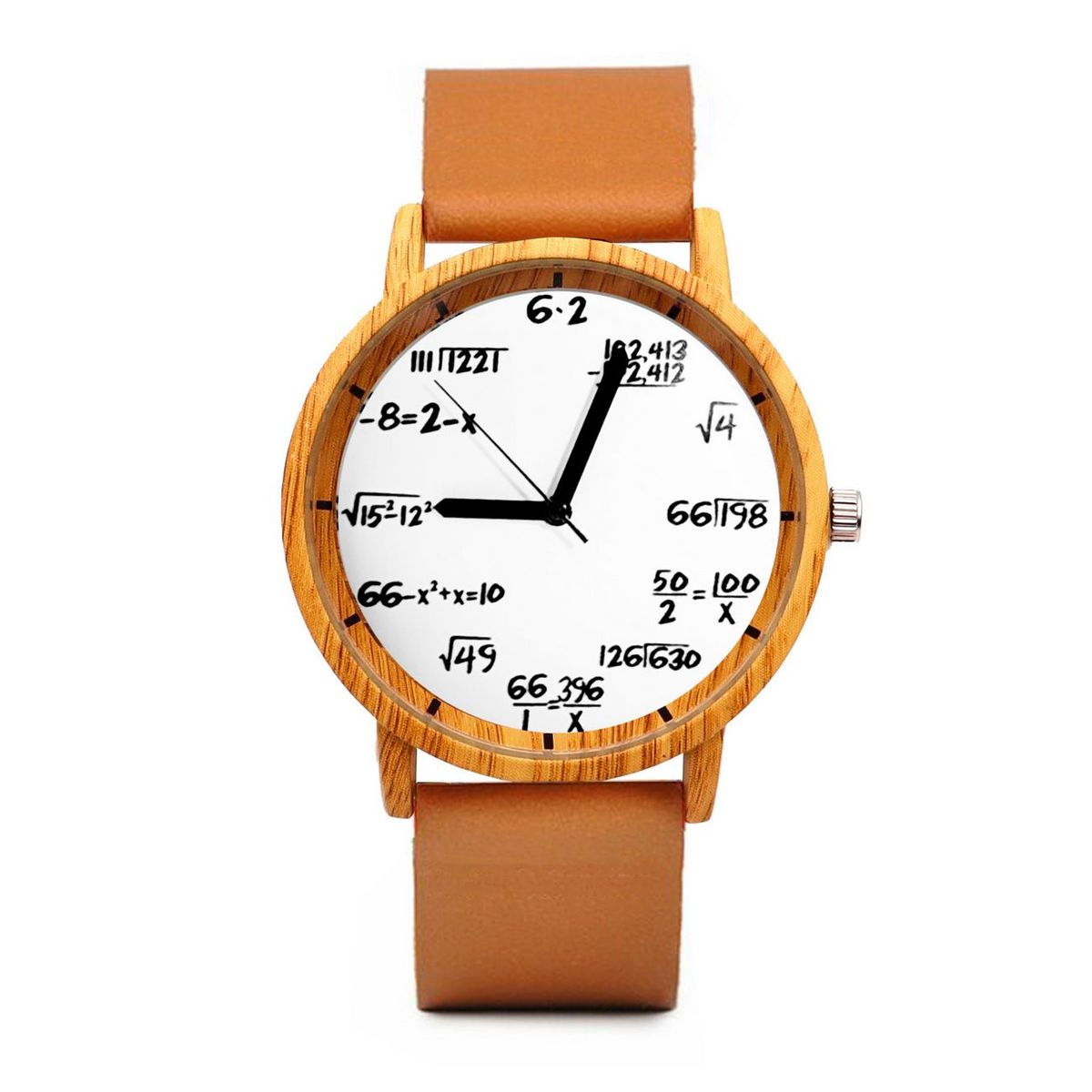 DAYOSHOP - Reloj Matematico Formula Blanco Tono Madera  Estuche