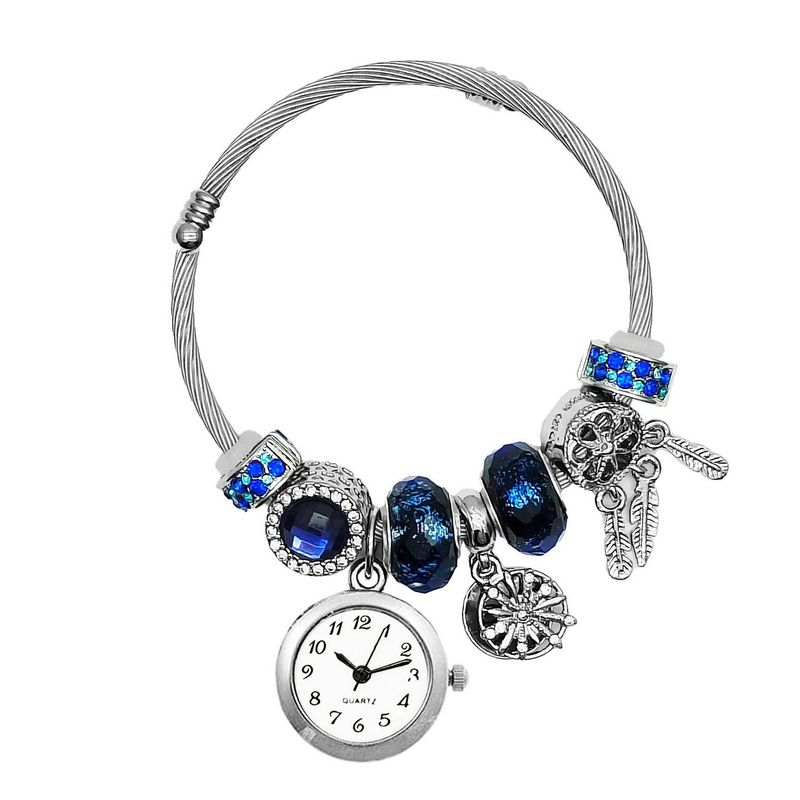 DAYOSHOP - Reloj Mujer Dama Pulsera Acero Atrapasueños Azul  Estuche