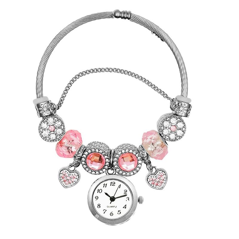 DAYOSHOP - Reloj Mujer Dama Pulsera Acero Corazones Rosa  Estuche