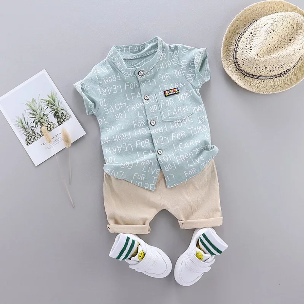 LUSOLSI - Camisa y pantalon corto Ropa para niños conjuntos de vestir bebes